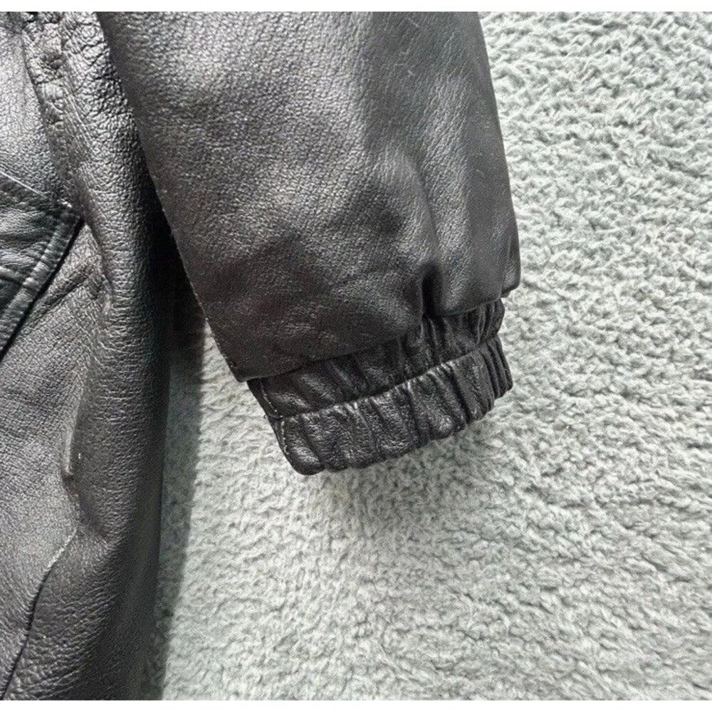 Vintage 90s GIII Leather Jacket Coat Hooded Parka Full Zip Men’s Large Vented